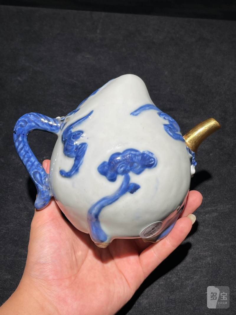 清乾隆 青花福寿倒流壶 - 图3